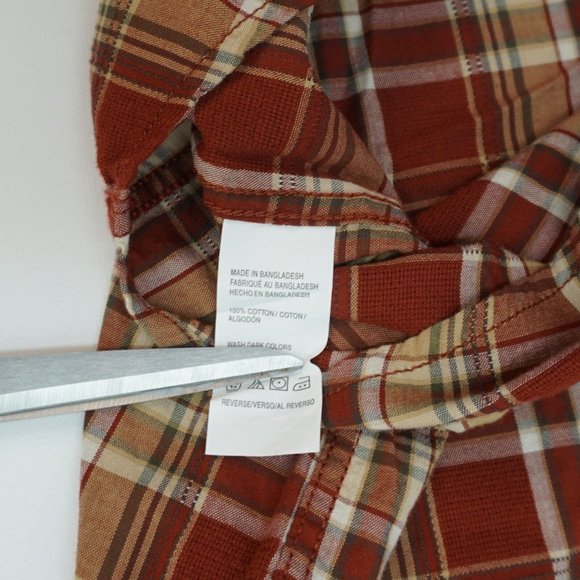 G.H. Bass Co Men's S Shirt Button Up Front Shirt Fired Brick Tan Plaid S - Picture 3 of 7